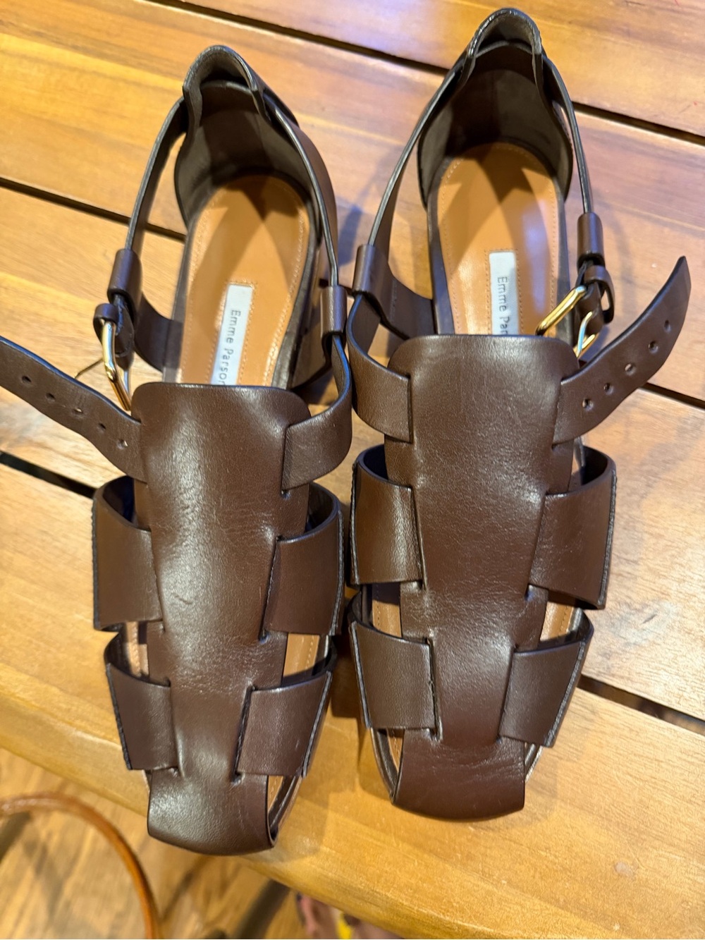 NWOT Emme Parsons Brown Leather Women’s Sandals